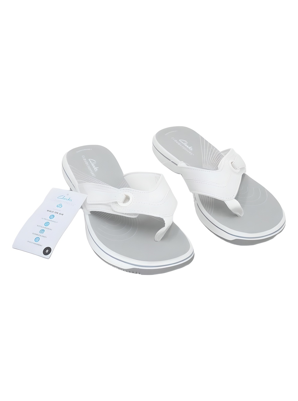 Clarks Cloudsteppers Breeze Reyna Womens White Flip Flop Sandals Size 8